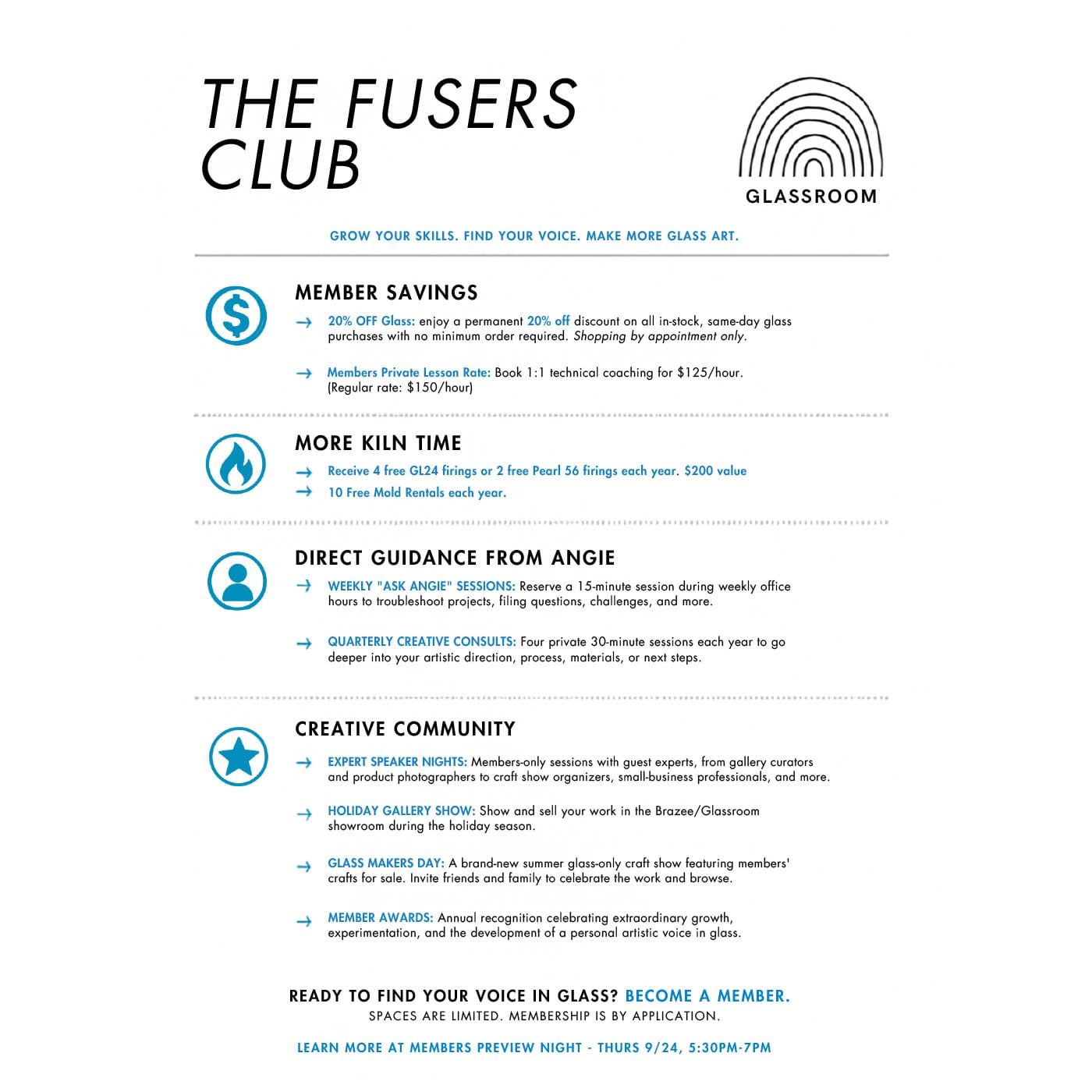 GLASSROOM Glass Class THE FUSERS CLUB - Members Preview Night
