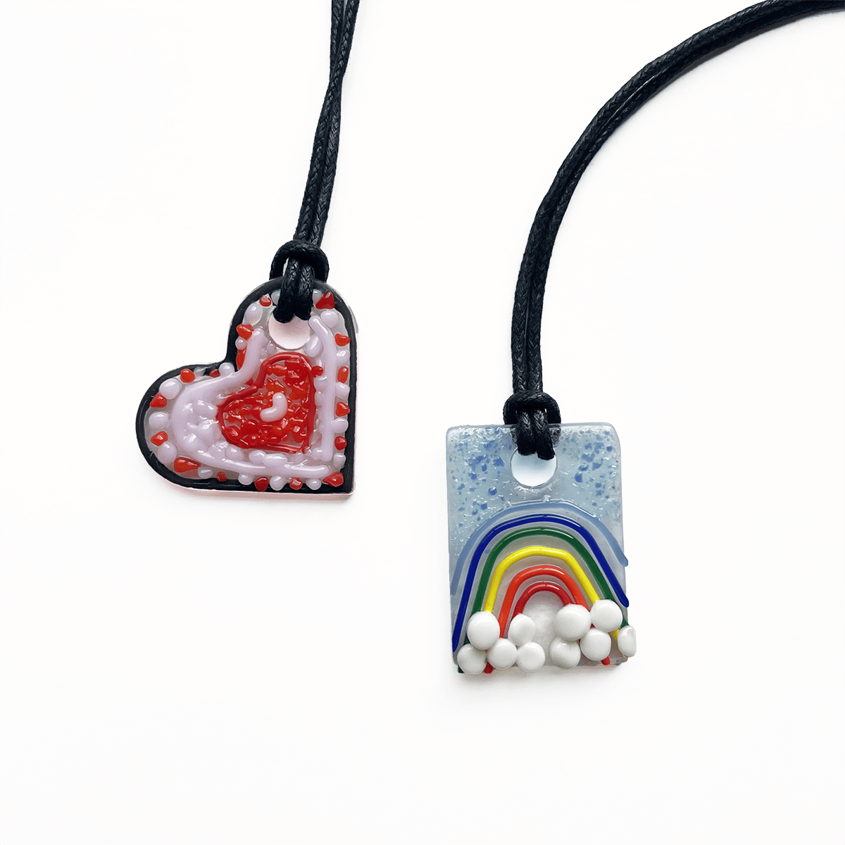 Heart pendant and rectangle pendant